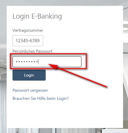 Raiffeisen E-Banking Login: Passwort eingeben